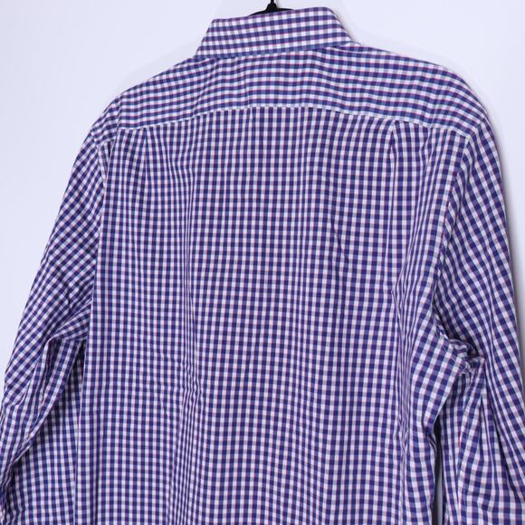 J.CREW Slim Fit Performance Dress Shirt Blue White Gingham Button Up Men's L - Picture 5 of 8
